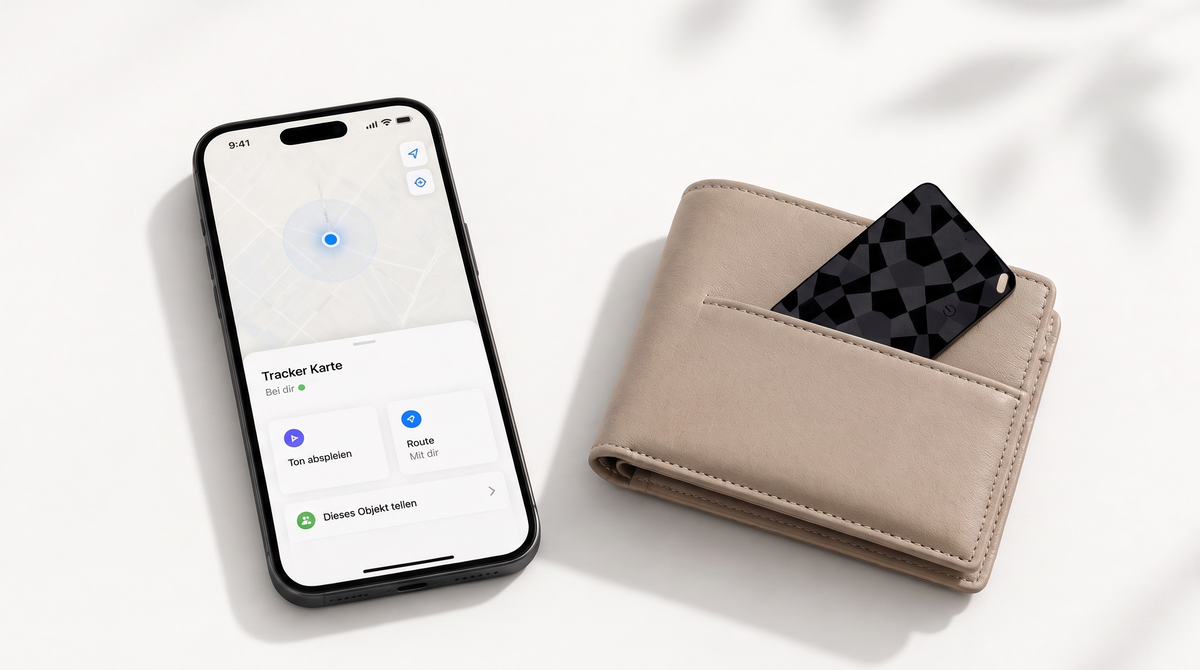 Locaro Tracker Karte im Portemonnaie mit Ortung auf dem Smartphone 