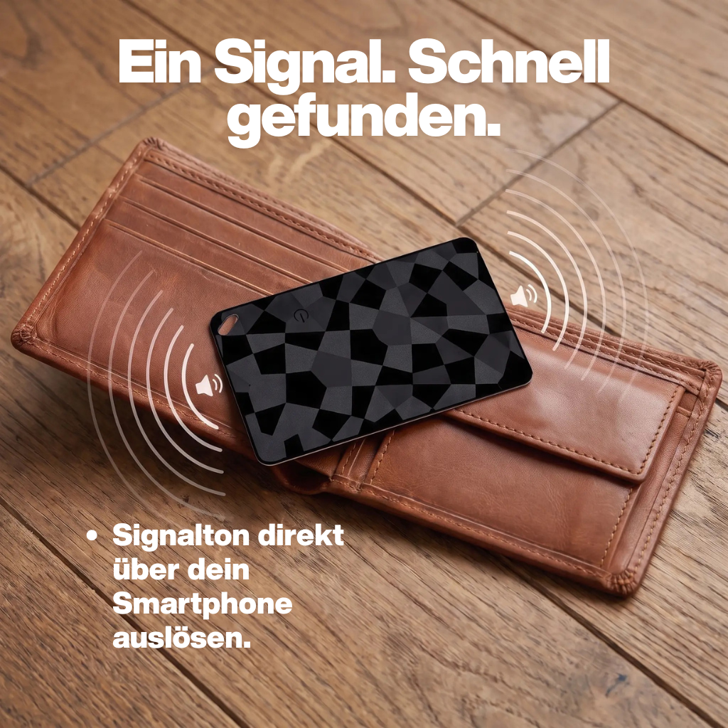 Locaro Tracker Karte im Portemonnaie mit Signalton zur Ortung 